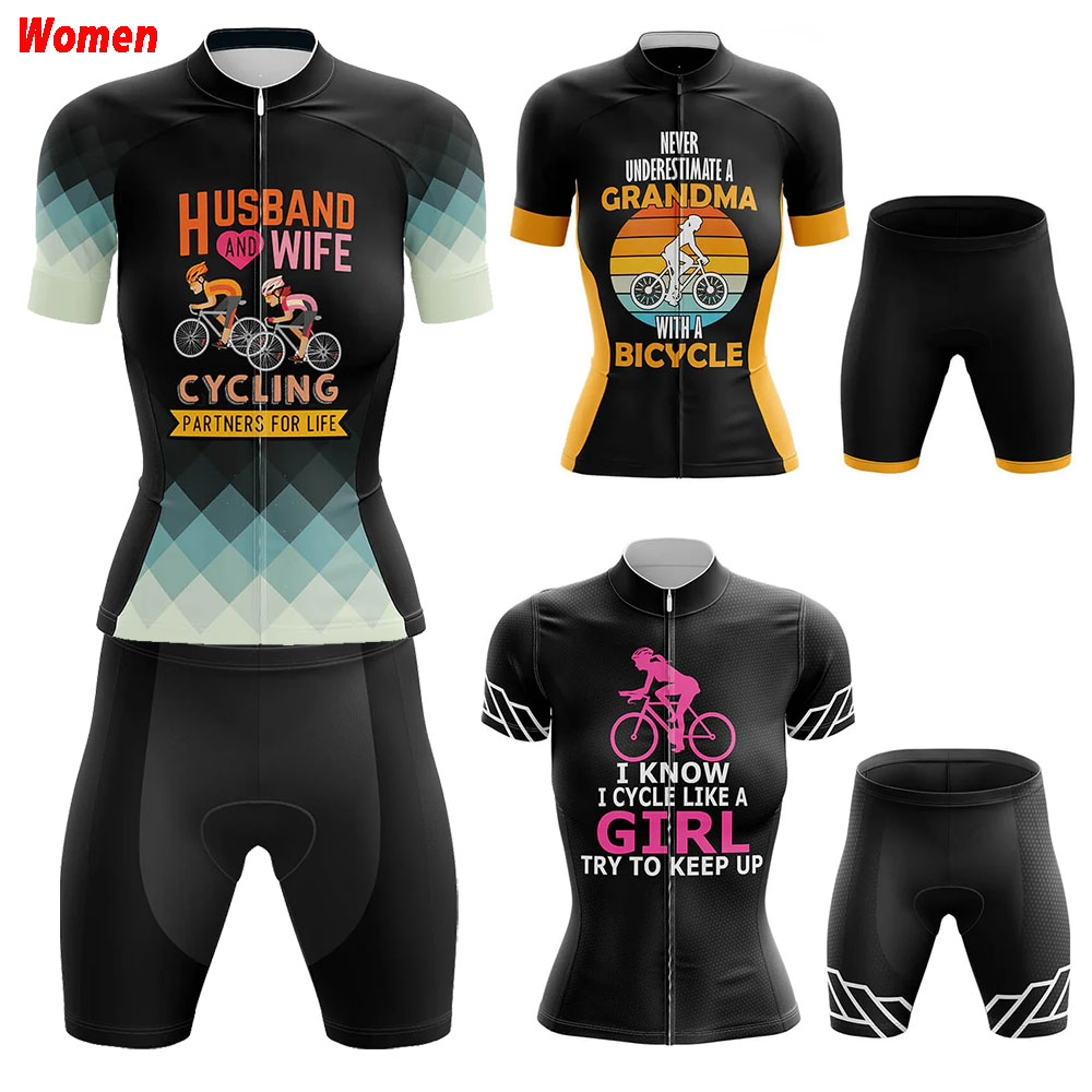Mountain Biking Outfits Women - สามีและภรรยาโพลีเอสเตอร์ขี่จักรยานเสื้อผ้าชุดเจอร์ซีย์สตรีกางเกงขาสั้นจักรยาน Man Mtb กางเกงชุดจักรยานกีฬาภูเขา