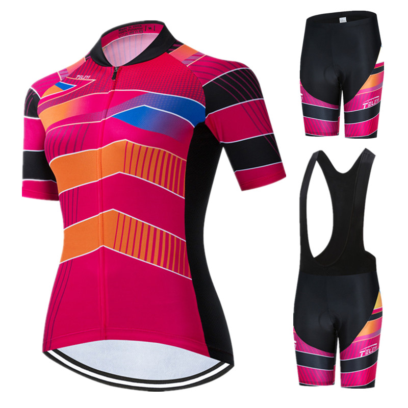Mountain Biking Outfits Women - ชุดปั่นจักรยานสำหรับผู้หญิง ชุดเสื้อเจอร์ซีย์และกางเกงขาสั้นสำหรับฤดูร้อน ชุดปั่นจักรยานเสือภูเขาและเสือหมอบ ชุดปั่นจักรยานสำหรับผู้หญิง
