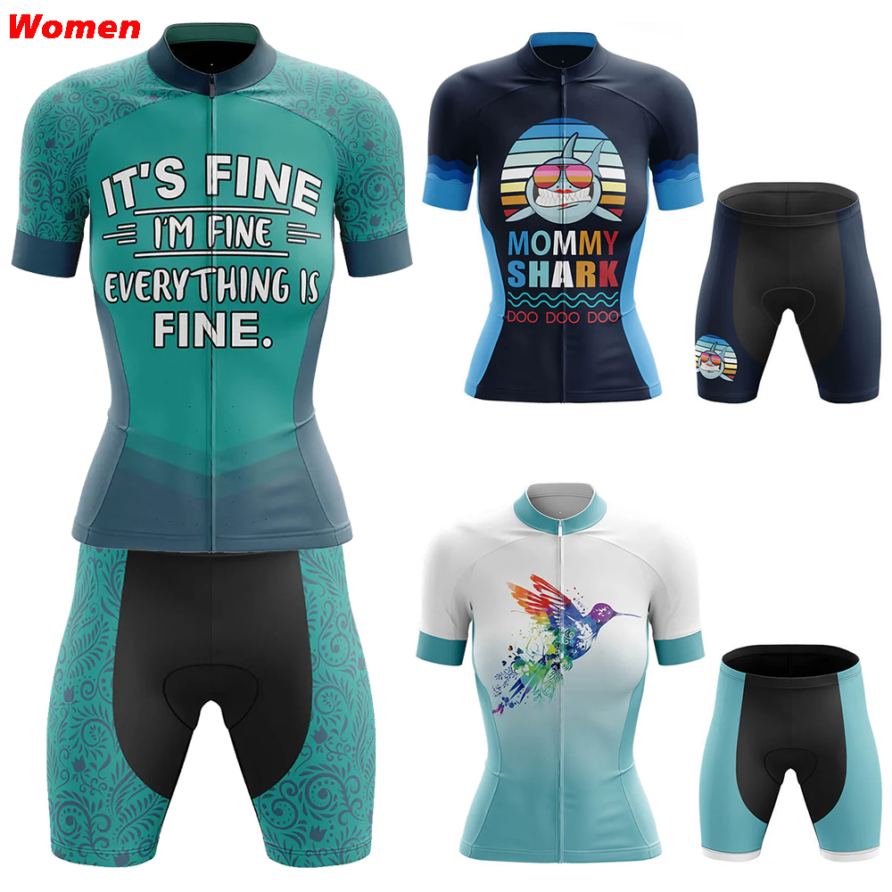 Mountain Biking Outfits Women - I'm Fine โพลีเอสเตอร์ขี่จักรยานเสื้อผ้าชุดเจอร์ซีย์ผู้หญิงกางเกงขาสั้นจักรยาน Man Mtb กางเกงชุดจักรยานกีฬาภูเขา