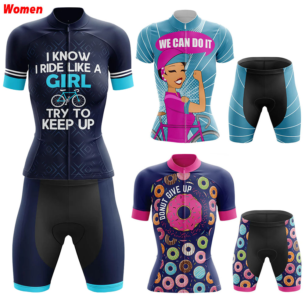 Mountain Biking Outfits Women - Like A Girl โพลีเอสเตอร์ขี่จักรยานเสื้อผ้าชุดเจอร์ซีย์สตรีกางเกงขาสั้นจักรยาน Man Mtb