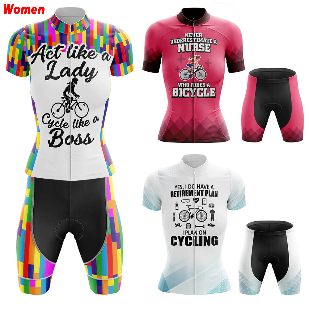 Mountain Biking Outfits Women - ขี่จักรยานพยาบาลโพลีเอสเตอร์ขี่จักรยานเสื้อผ้าชุดเจอร์ซีย์ผู้หญิงกางเกงขาสั้นจักรยาน Man Mtb กางเกงชุดจักรยานกีฬาภูเขา