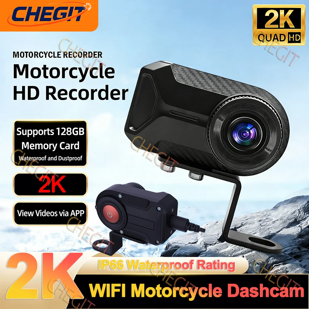Mountain Biking Images - กล้องติดมอเตอร์ไซค์ 2K HD WiFi พร้อมกล้องกันน้ำระดับ IP66